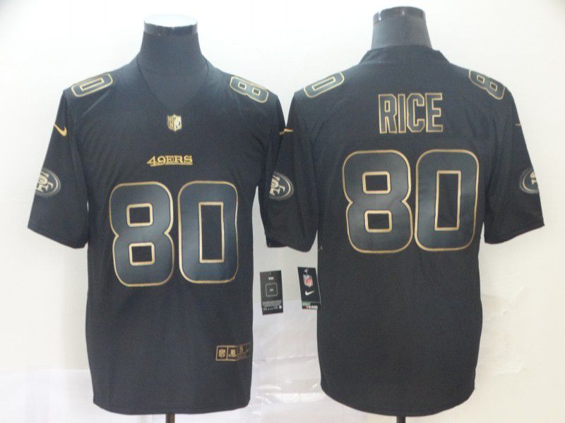 Men San Francisco 49ers 80 Rice Nike Vapor Limited Black Golden NFL Jerseys